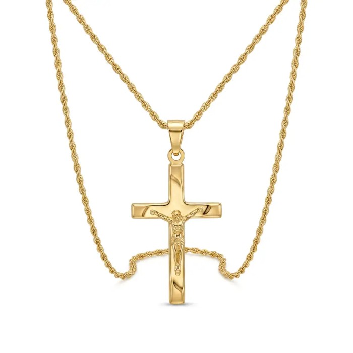 Collana funetta uomo con crocifisso in Argento 925 placcato oro giallo – Doni Prezio
