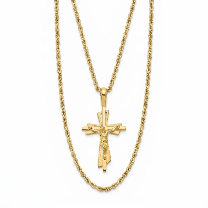 Collana funetta uomo con crocifisso geometrico in Argento 925 placcato oro giallo – Doni Preziosi