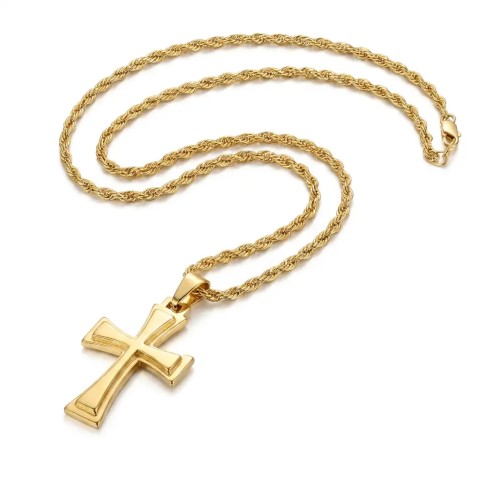 Collana funetta uomo con croce in Argento 925 placcato oro giallo – Doni Preziosi
