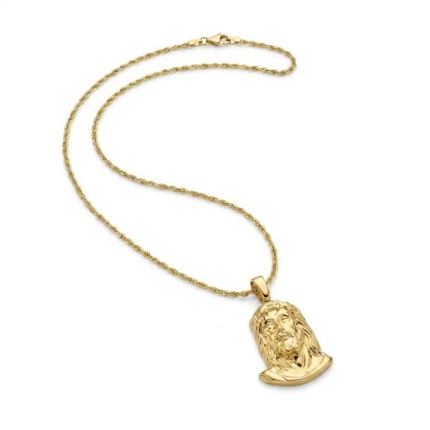Collana funetta uomo con volto di Gesù in Argento 925 placcato oro giallo – Doni Preziosi