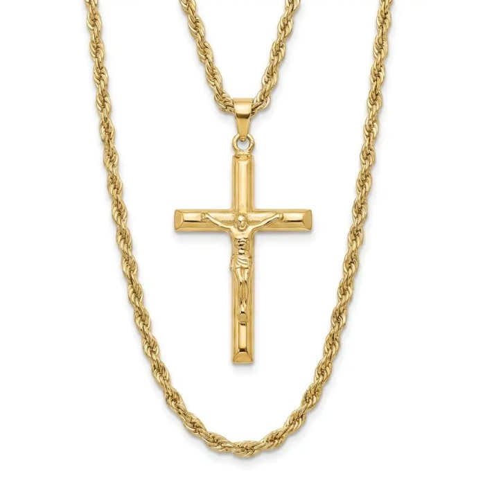 Collana funetta uomo con crocifisso classico in Argento 925 placcato oro giallo – Doni Preziosi