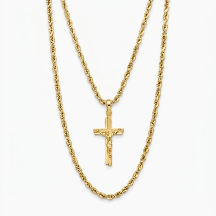 Collana funetta uomo con crocifisso slim in Argento 925 placcato oro giallo – Doni Preziosi