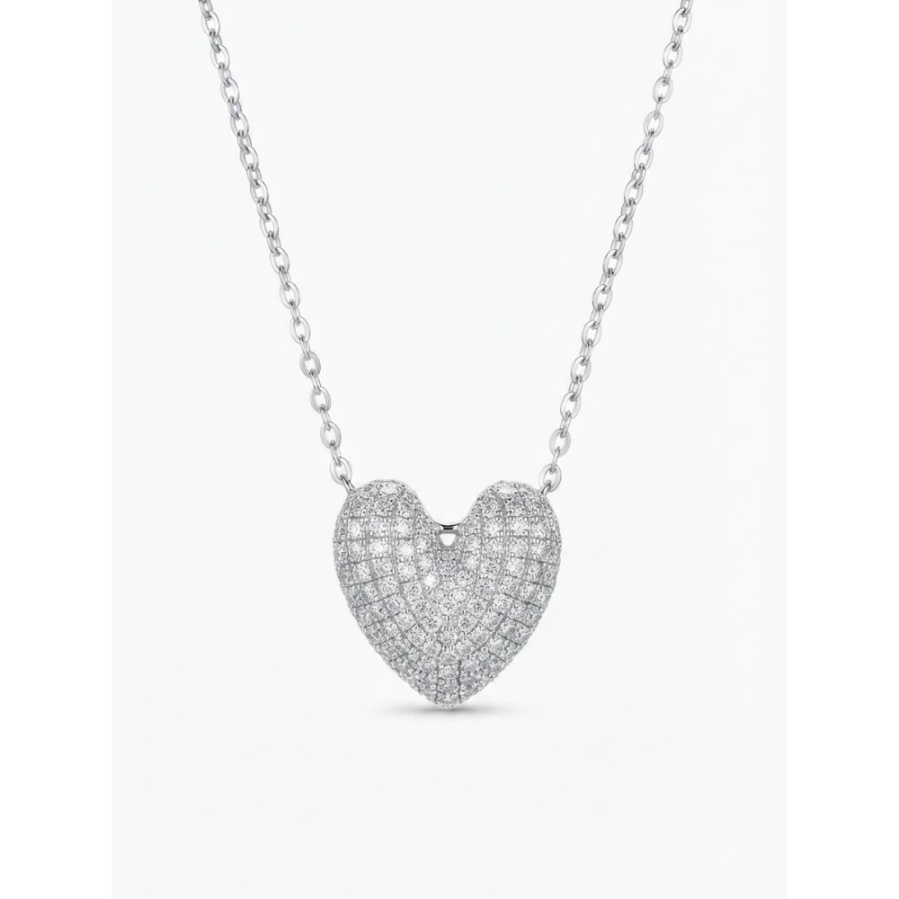 Collana Cuore Radioso con Pavé di Zirconi