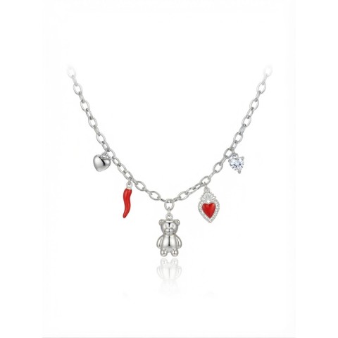 Collana Multicharm Orsetto & Cuore Sacro