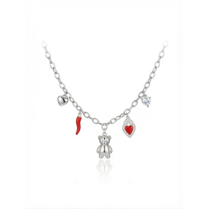 Collana Multicharm Orsetto & Cuore Sacro