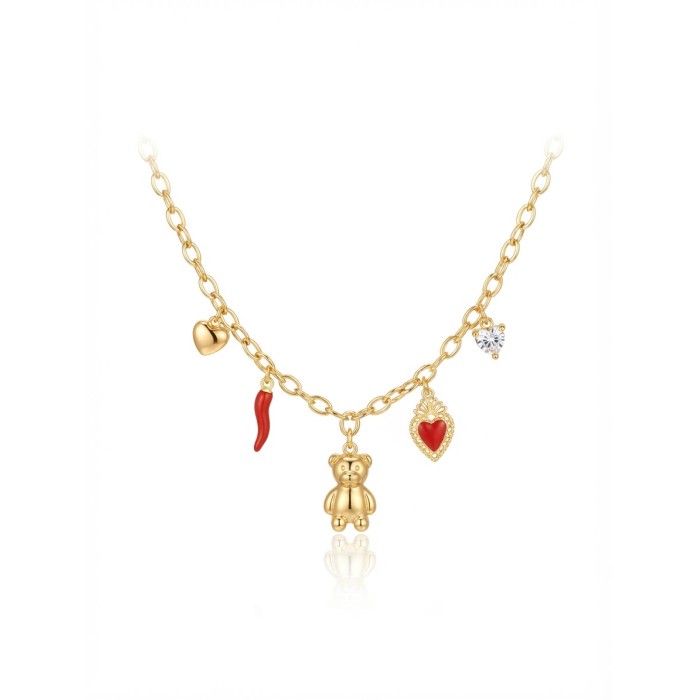 Collana Multicharm Orsetto & Cuore Sacro