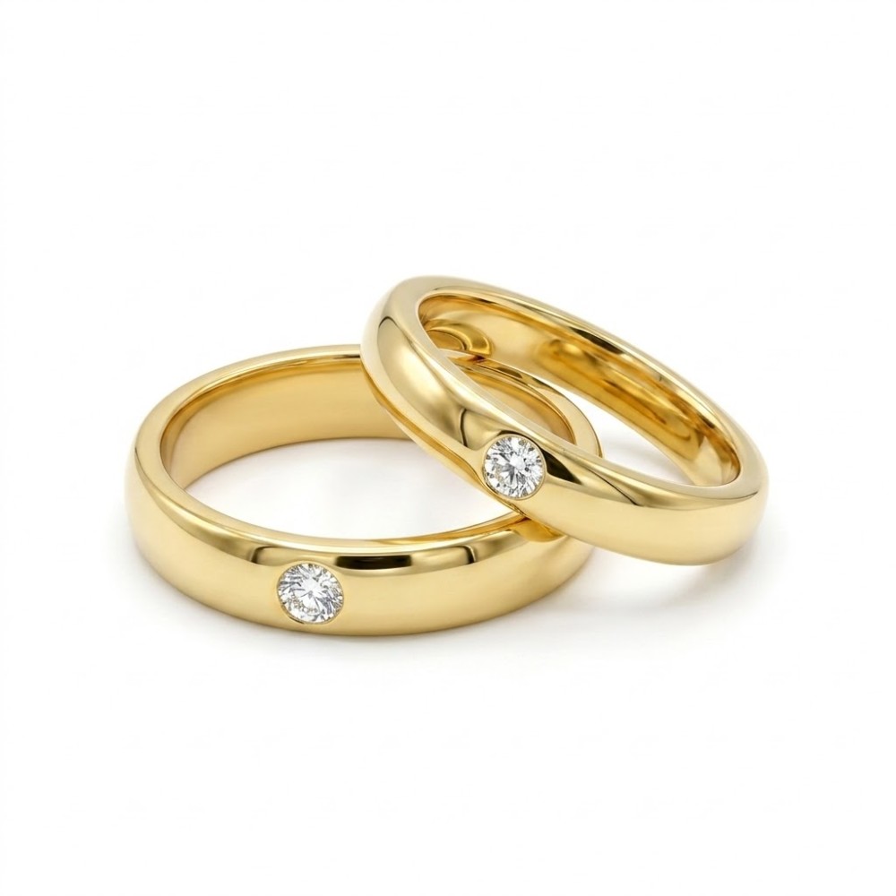 Fedi in Argento 925 placcate oro giallo con zircone e incisione interna omaggio – Doni Preziosi