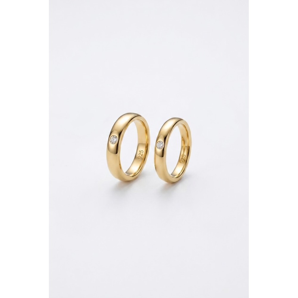 Fedi in argento 925% placcate ORO GIALLO con zircone