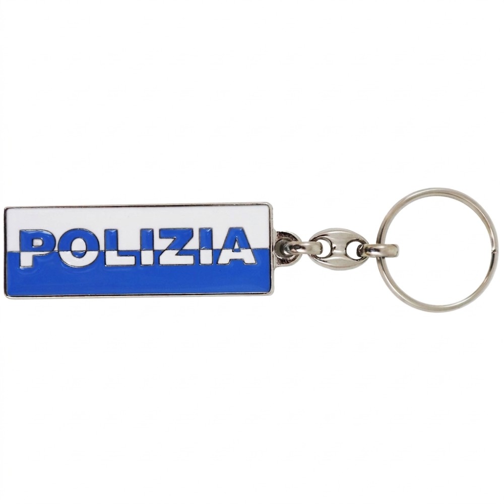 Portachiavi Polizia di Stato in Metallo Smaltato Bicolore (INCISIONE SUL RETRO OMAGGIO)
