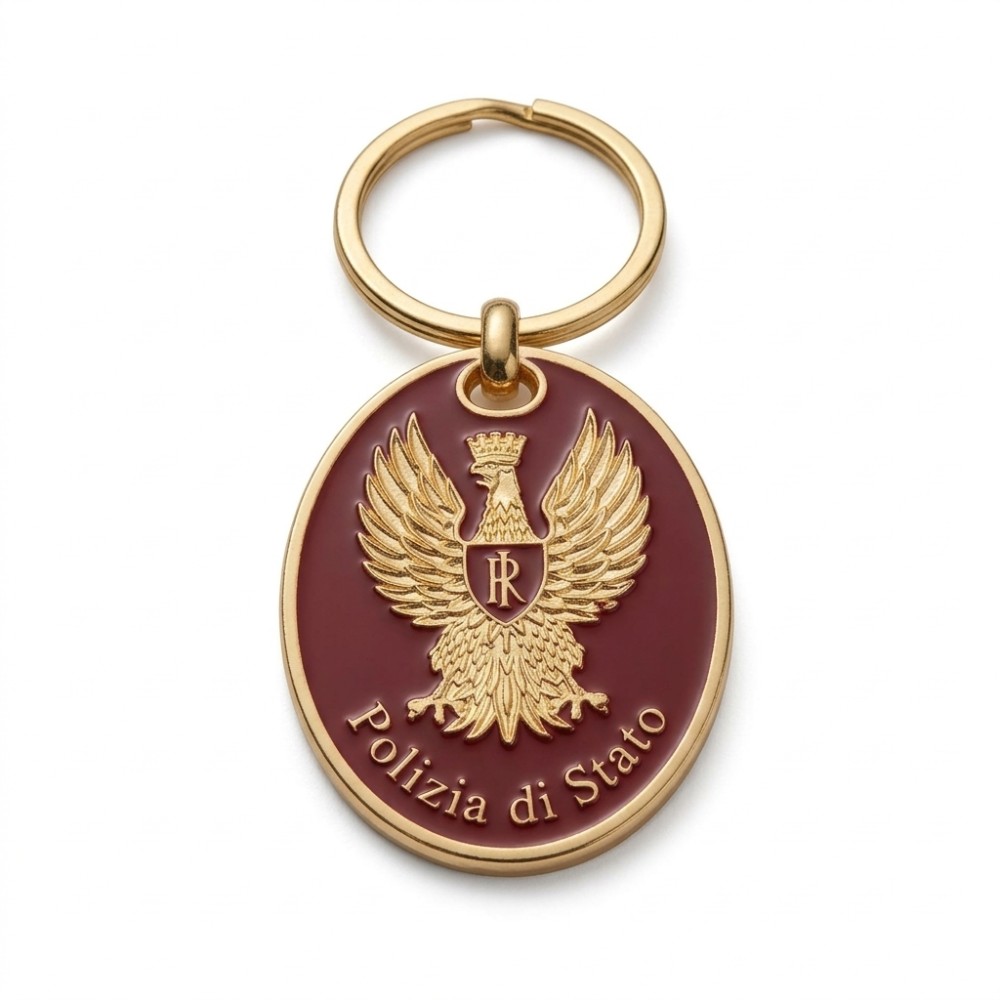 PORTACHIAVI OVALE CON AQUILA POLIZIA DI STATO (INCISIONE OMAGGIO)