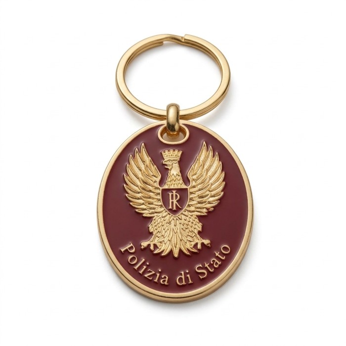 PORTACHIAVI OVALE CON AQUILA POLIZIA DI STATO (INCISIONE OMAGGIO)