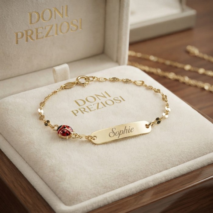 BRACCIALE BABY COCCINELLA IN ORO (INCISIONE OMAGGIO)