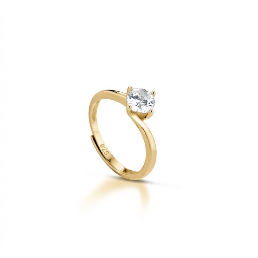 Anello Solitario donna in argento 925% regolabile