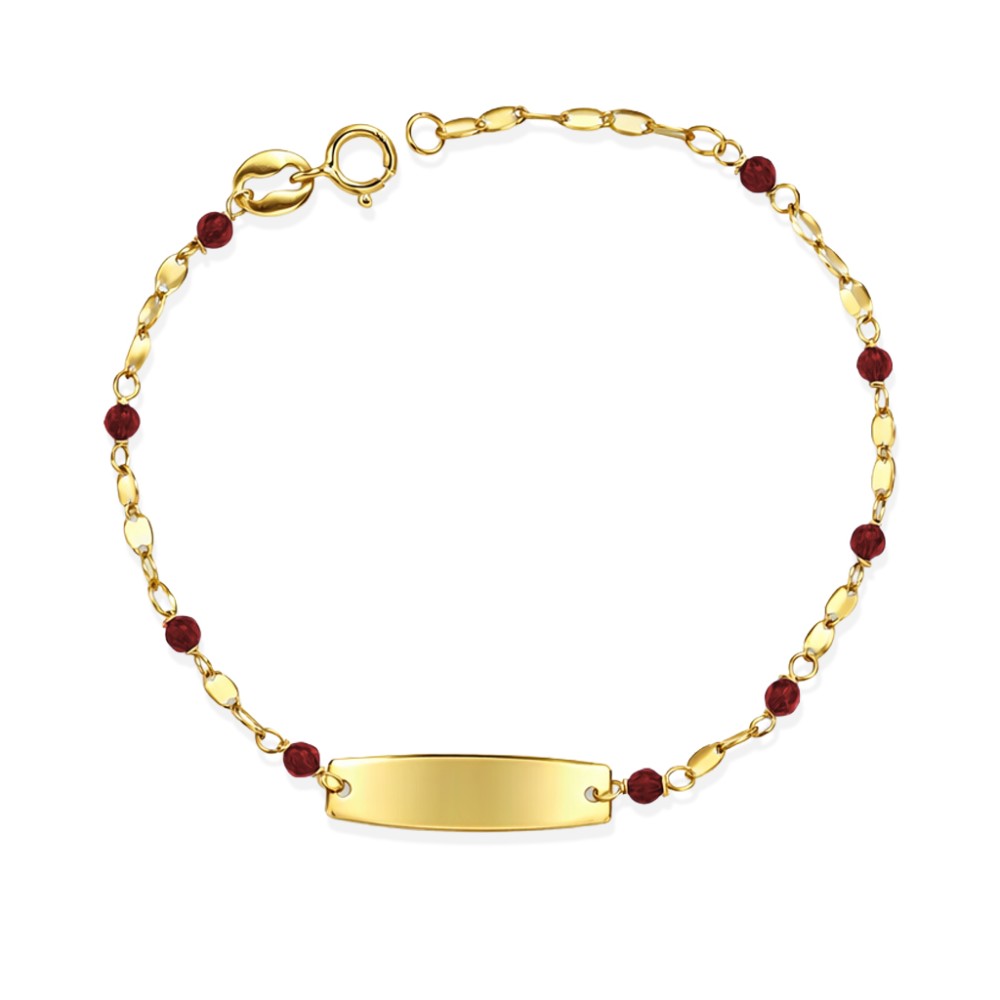 Bracciale Baby con Corallini e targhetta in Oro e Incisione Omaggio