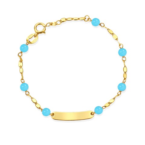 Bracciale Baby  Corallini AZZURRI in Oro CON TARGHETTA Incisione Omaggio