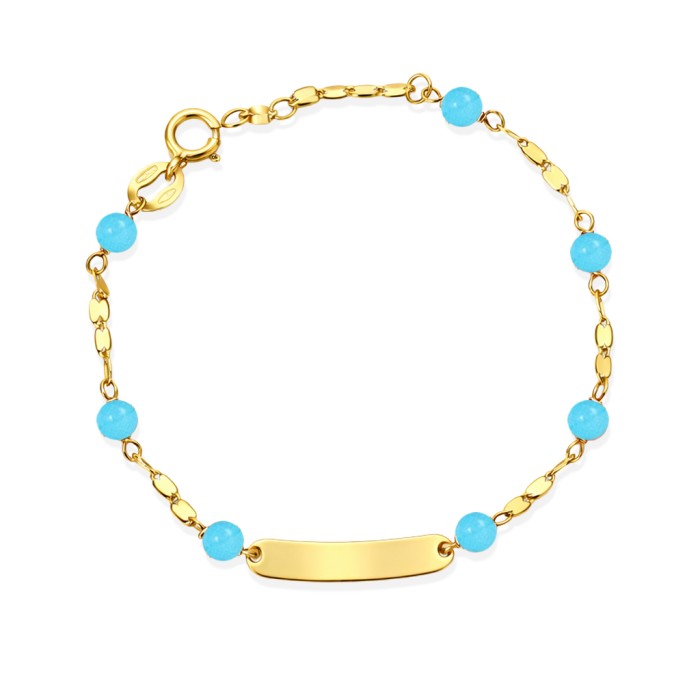 Bracciale Baby  Corallini AZZURRI in Oro CON TARGHETTA Incisione Omaggio