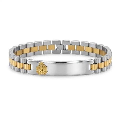 Bracciale bicolore doppio in acciaio personalizzabile con fregio e incisione per giuramento – Doni Preziosi