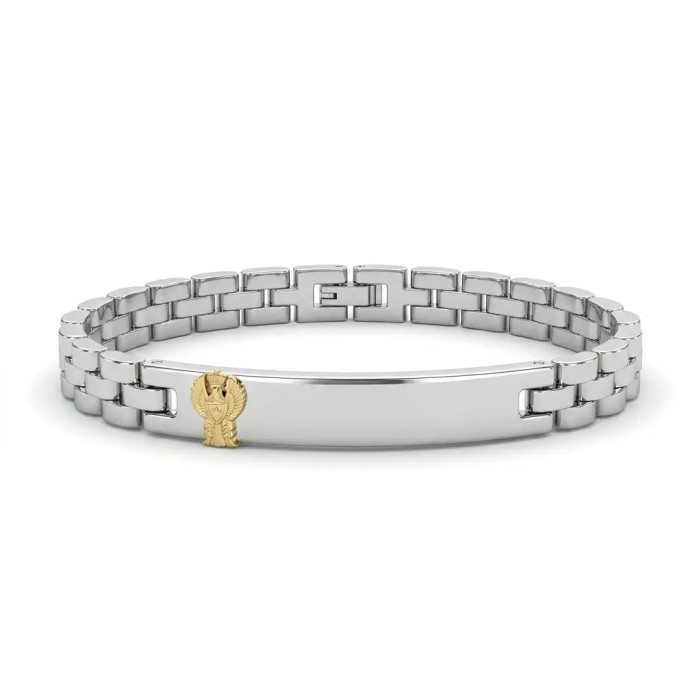 Bracciale Bianco Personalizzabile con Fregio e Incisione in Acciaio per Giuramento – Doppio