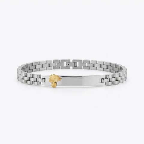 Bracciale Bianco Personalizzabile con Fregio e Incisione in Acciaio per Giuramento – Sottile