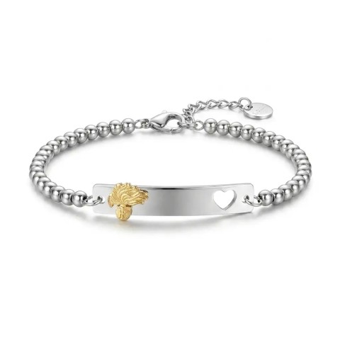 Bracciale donna in acciaio bianco personalizzabile con fregio e incisione per giuramento – Doni Preziosi
