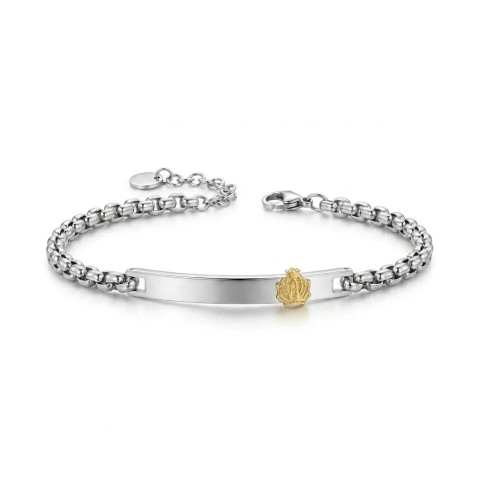 Bracciale uomo in acciaio personalizzabile con fregio e incisione per giuramento – Doni Preziosi