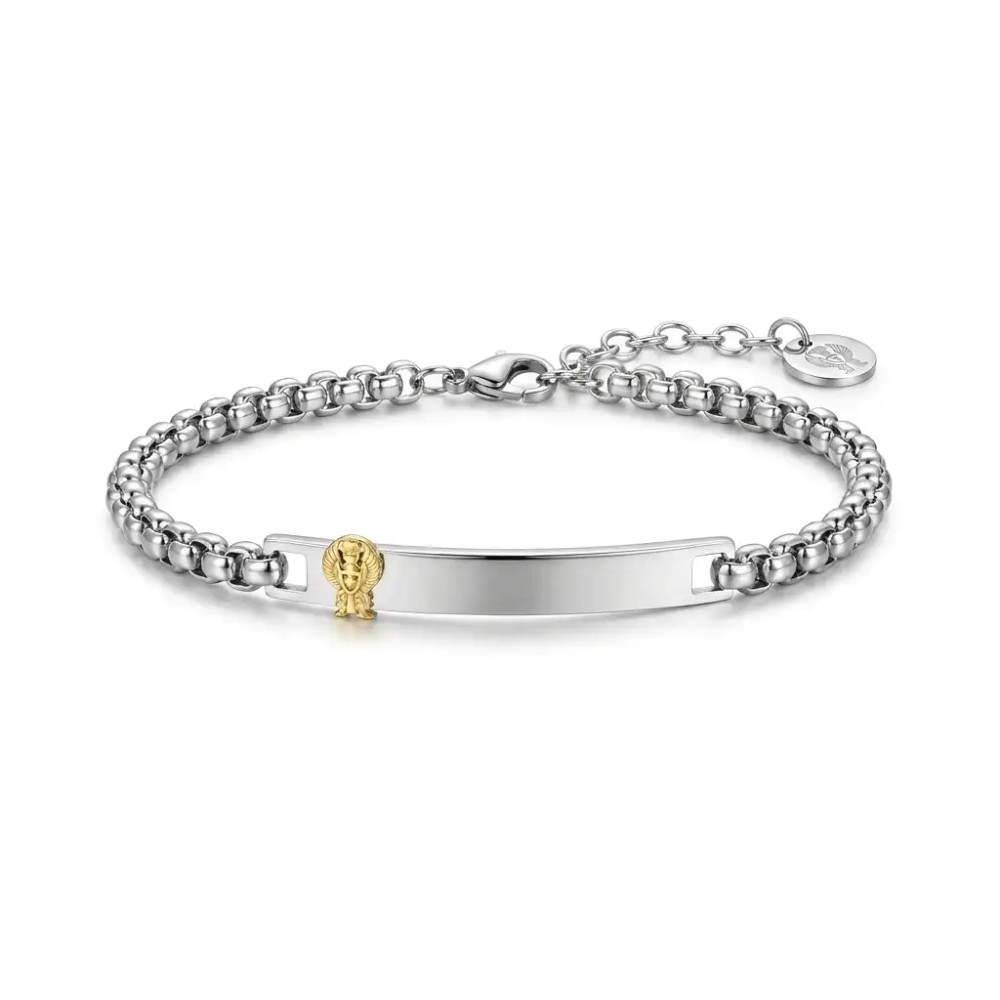 Bracciale Uomo Personalizzabile con Fregio e Incisione in Acciaio per Giuramento