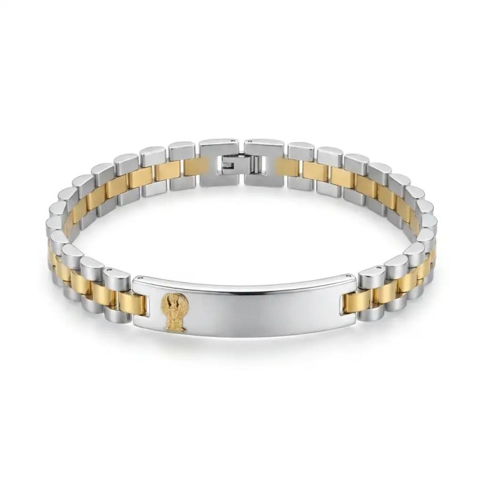 Bracciale Bicolore Personalizzabile con fregio e incisione in Acciaio per Giuramento – Doppio