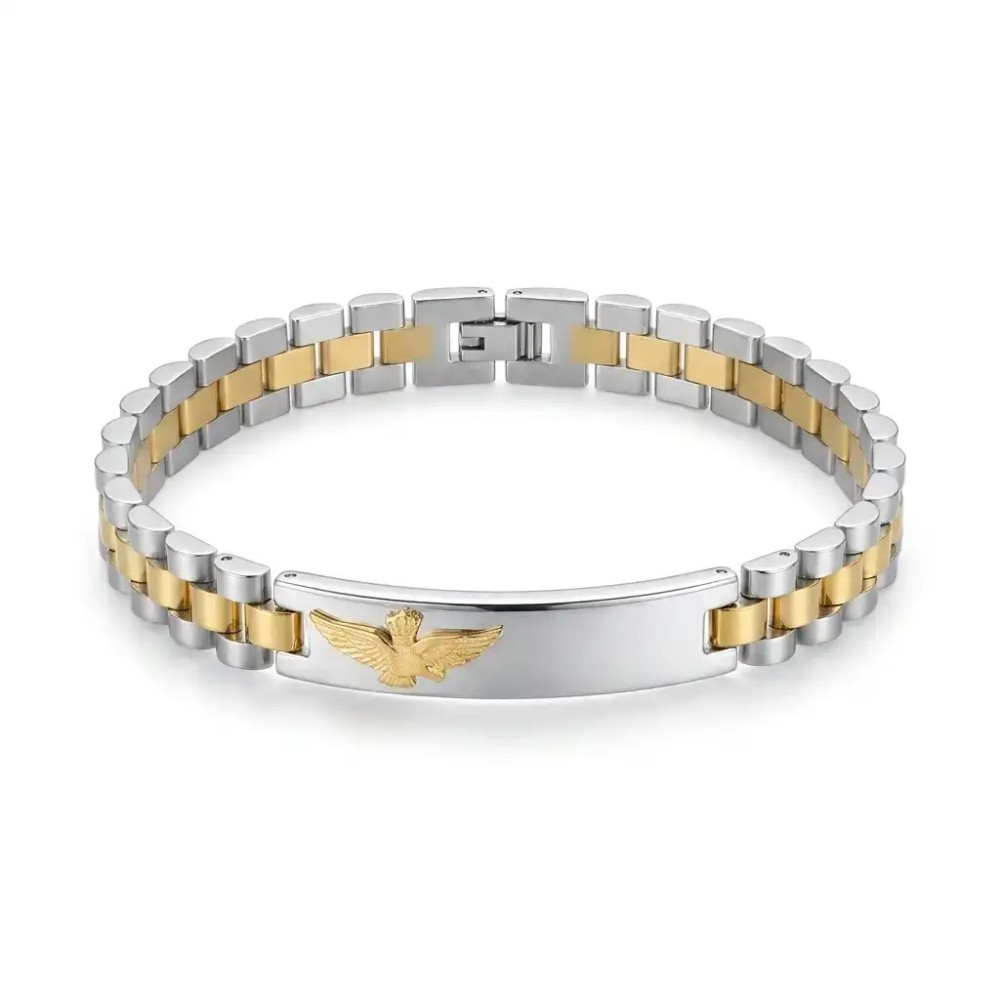 Bracciale Bicolore Personalizzabile con fregio e incisione in Acciaio per Giuramento – Doppio
