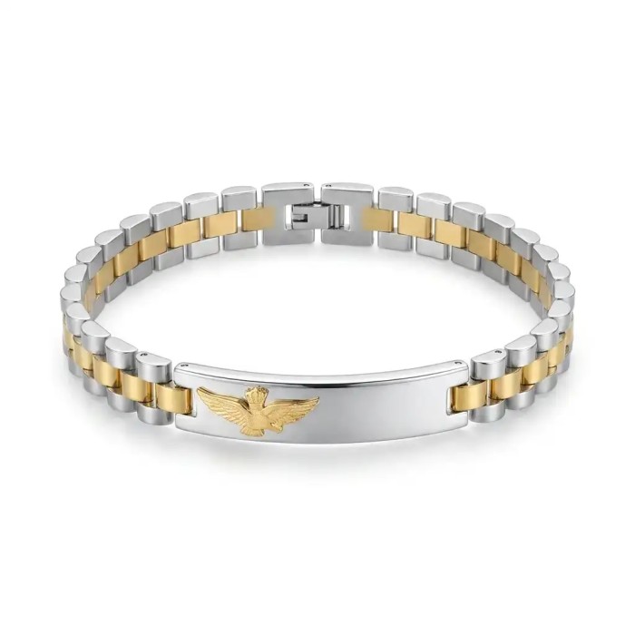 Bracciale Bicolore Personalizzabile con fregio e incisione in Acciaio per Giuramento – Doppio