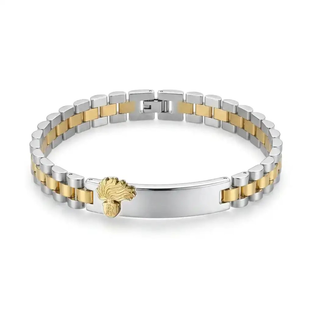 Bracciale Bicolore Personalizzabile con fregio e incisione in Acciaio per Giuramento – Doppio