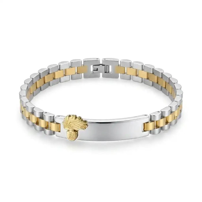 Bracciale Bicolore Personalizzabile con fregio e incisione in Acciaio per Giuramento – Doppio