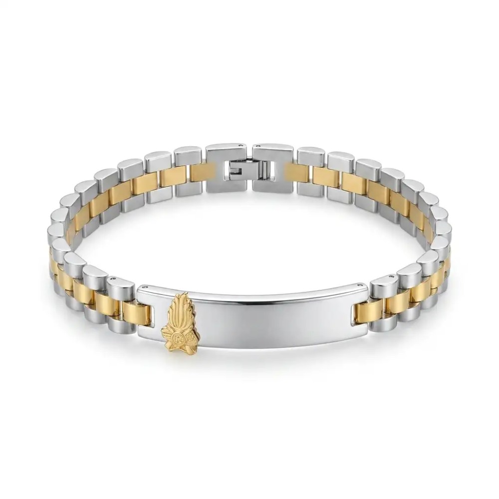 Bracciale Bicolore Personalizzabile con fregio e incisione in Acciaio per Giuramento – Doppio