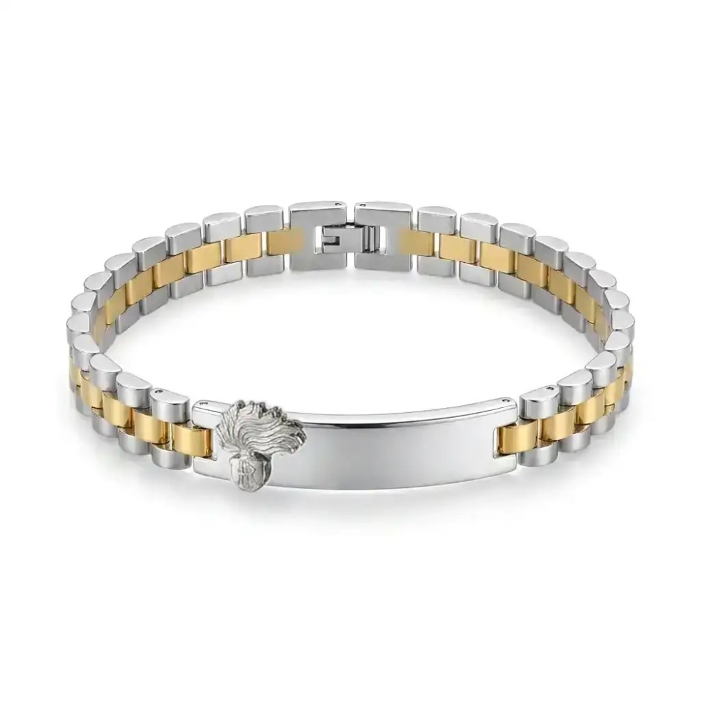 Bracciale Bicolore Personalizzabile con fregio e incisione in Acciaio per Giuramento – Doppio