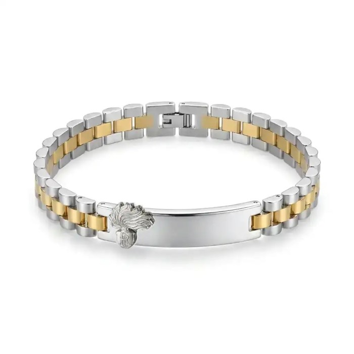 Bracciale Bicolore Personalizzabile con fregio e incisione in Acciaio per Giuramento – Doppio