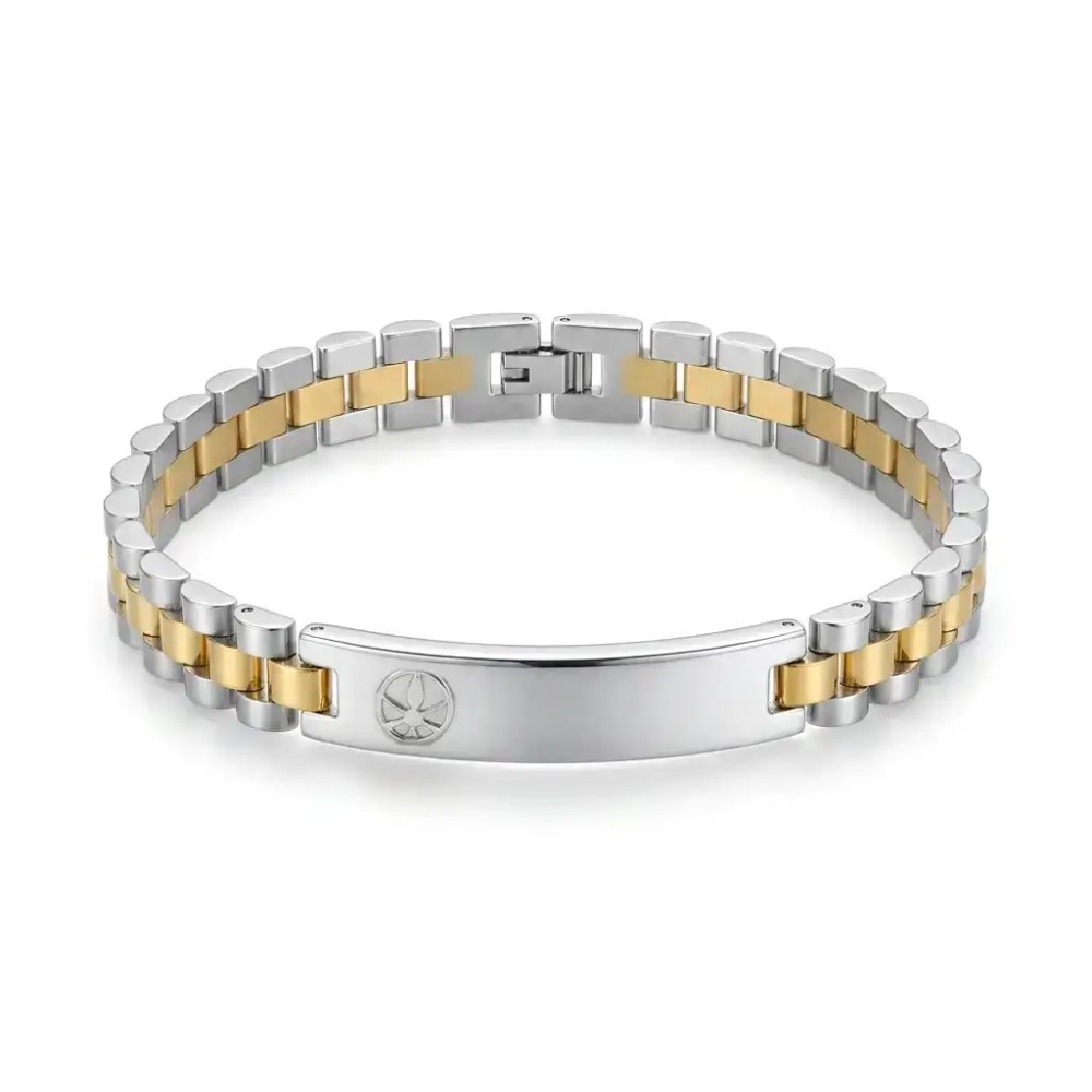 Bracciale Bicolore Personalizzabile con fregio e incisione in Acciaio per Giuramento – Doppio