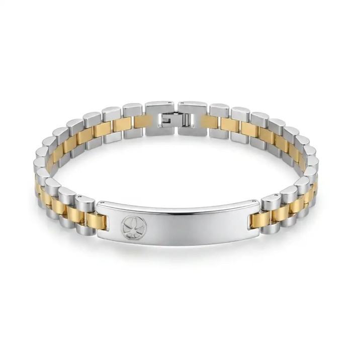 Bracciale Bicolore Personalizzabile con fregio e incisione in Acciaio per Giuramento – Doppio