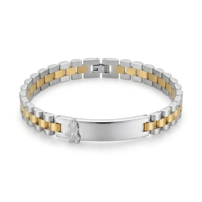 Bracciale Bicolore Personalizzabile con fregio e incisione in Acciaio per Giuramento – Doppio