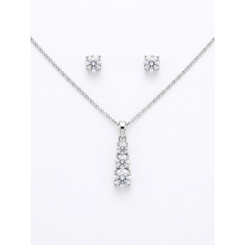 Set collana Trilogy e orecchini punto luce con cristalli brillanti – Doni Preziosi