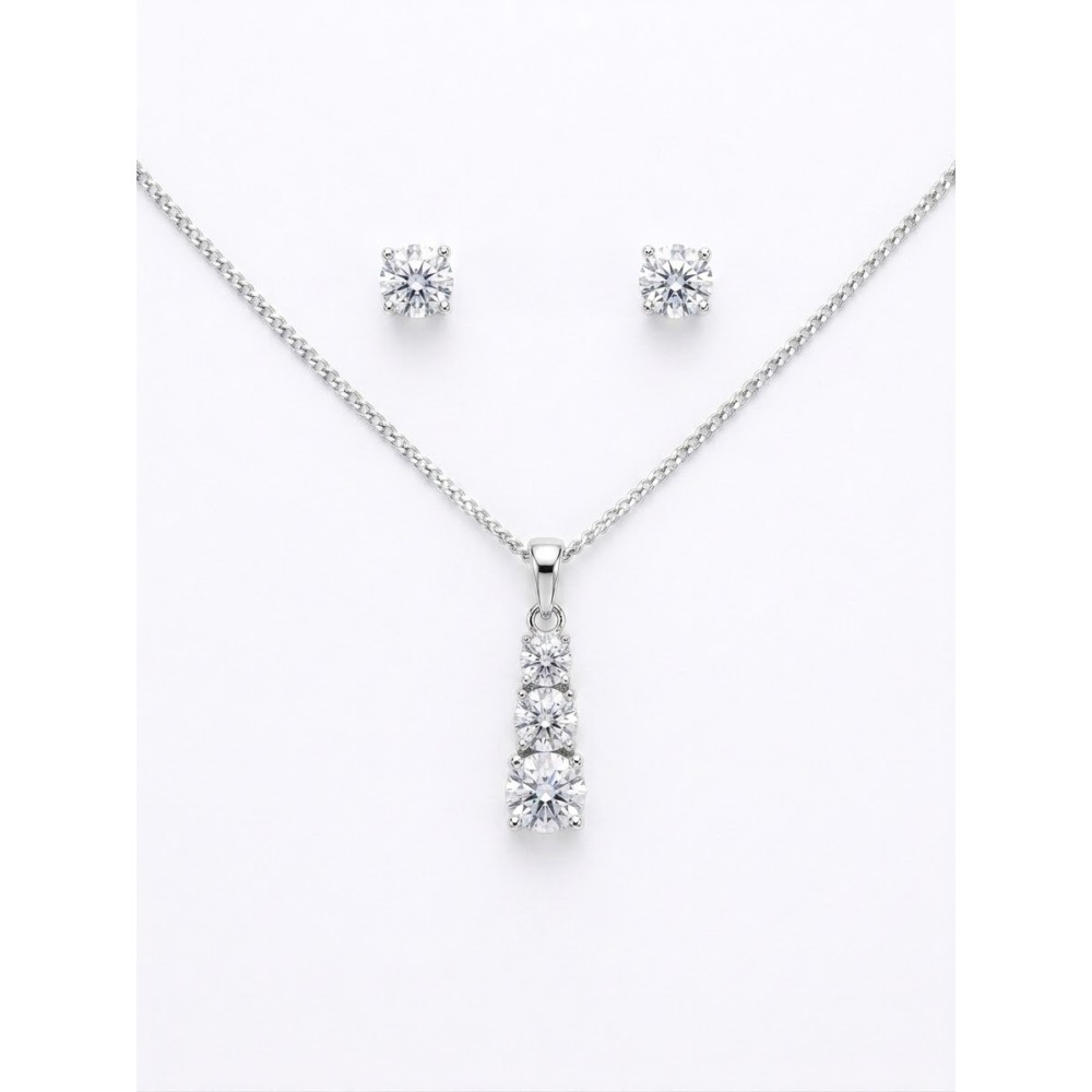 Set collana Trilogy e orecchini punto luce con cristalli brillanti – Doni Preziosi