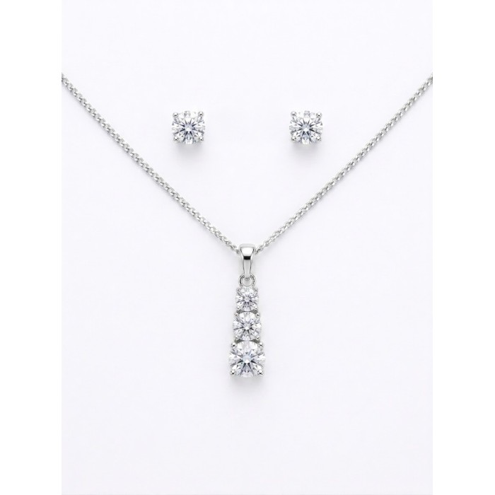 Set collana Trilogy e orecchini punto luce con cristalli brillanti – Doni Preziosi