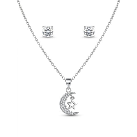 Set collana Luna & Stella e orecchini punto luce con cristalli brillanti – Doni Preziosi