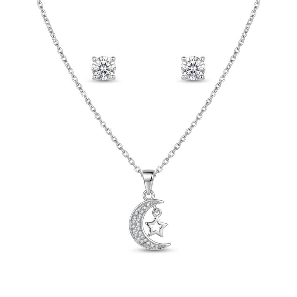 Set collana Luna & Stella e orecchini punto luce con cristalli brillanti – Doni Preziosi