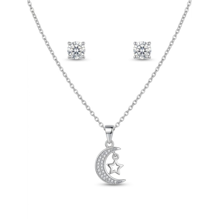Set collana Luna & Stella e orecchini punto luce con cristalli brillanti – Doni Preziosi