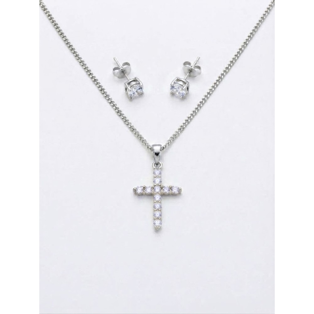 Set Collana Croce ed Orecchini Punto Luce