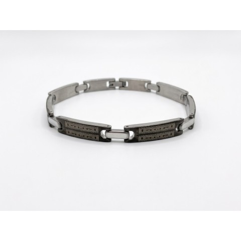 Bracciale uomo Eternity Greek in acciaio con motivo geometrico – Doni Preziosi