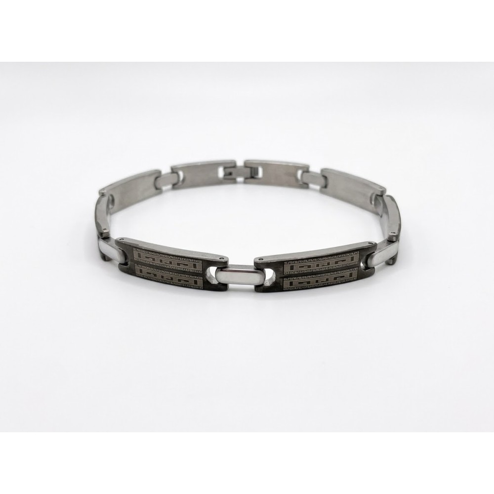 Bracciale uomo Eternity Greek in acciaio con motivo geometrico – Doni Preziosi