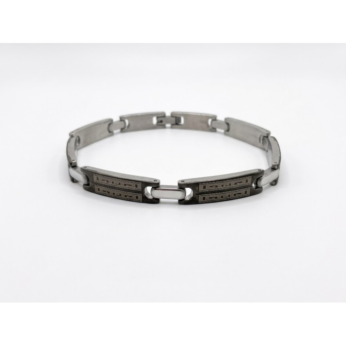 Bracciale uomo Eternity Greek in acciaio con motivo geometrico – Doni Preziosi