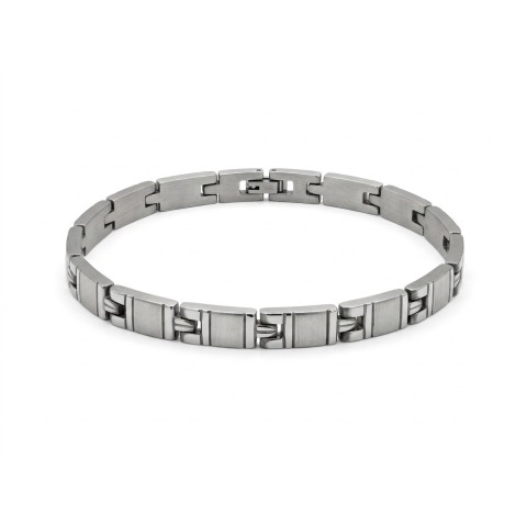 Bracciale uomo Urban Minimal in acciaio satinato con maglie geometriche – Doni Preziosi