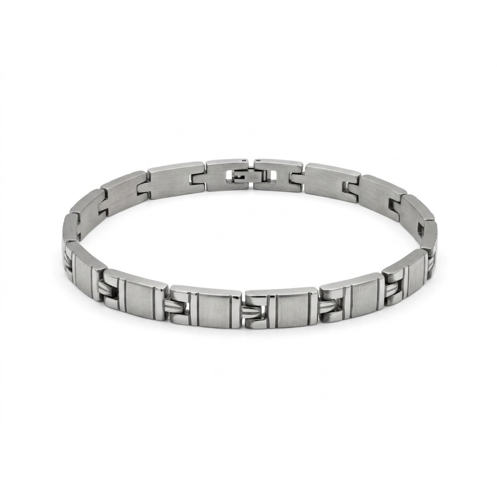 Bracciale uomo Urban Minimal in acciaio satinato con maglie geometriche – Doni Preziosi