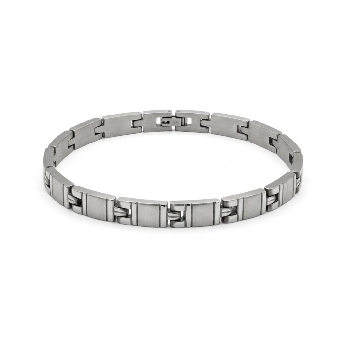 Bracciale uomo Urban Minimal in acciaio satinato con maglie geometriche – Doni Preziosi